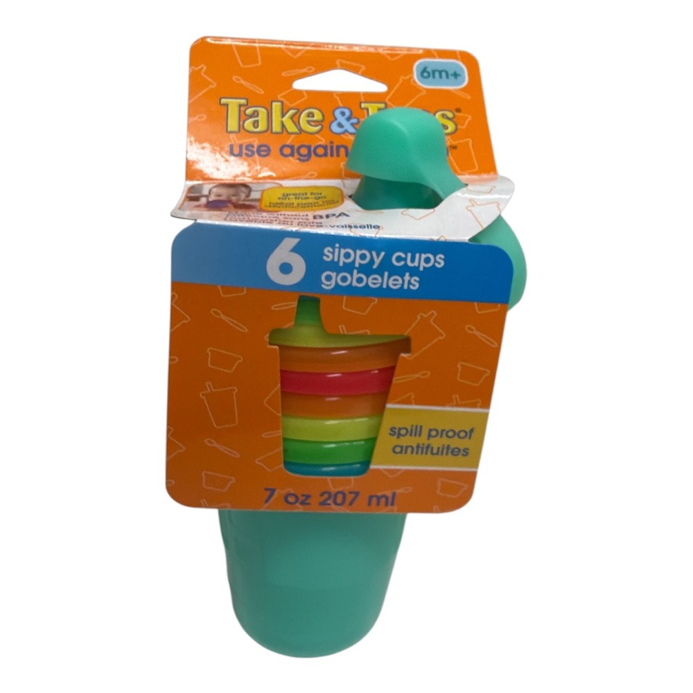 The First Years Take & Toss Sippy Cups Assorted Colors 7 oz 6 Ct Spill Proof NIB